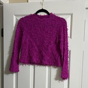Uniform Petite John Paul Richard Purple Shaggy Vintage Retro Cropped Top Small